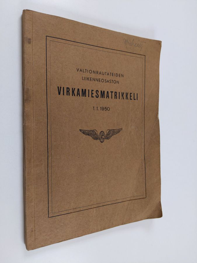 A. V. Ahola : Valtionrautateiden liikenneosaston virkamiesmatrikkeli 1.1. 1950